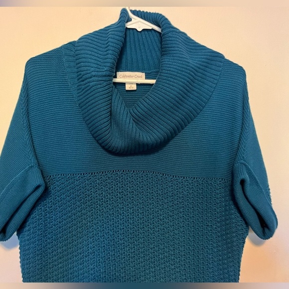 Coldwater Creek Blue Short Sleeve Cowl Neck Sweater Size M - Picture 2 of 7